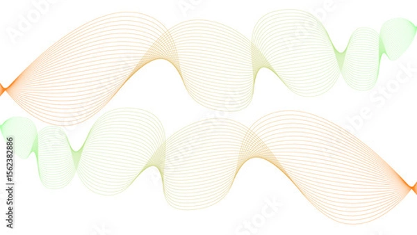 Obraz 	
Vector curvy abstract line art wavy flowing dynamic colorful lines white background in concept music or sound, wave, wind, information flow	
