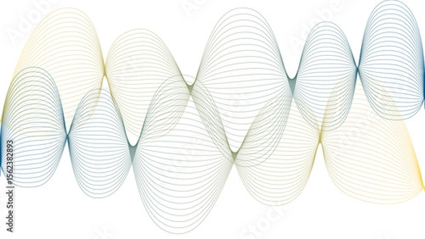 Obraz 	
Vector curvy abstract line art wavy flowing dynamic colorful lines white background in concept music or sound, wave, wind, information flow	
