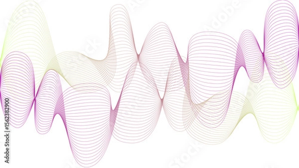 Obraz 	
Vector curvy abstract line art wavy flowing dynamic colorful lines white background in concept music or sound, wave, wind, information flow	

