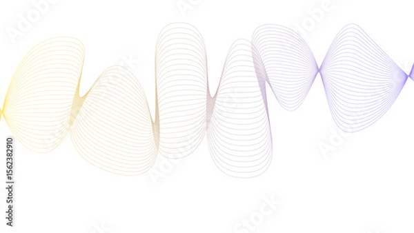 Obraz 	
Vector curvy abstract line art wavy flowing dynamic colorful lines white background in concept music or sound, wave, wind, information flow	
