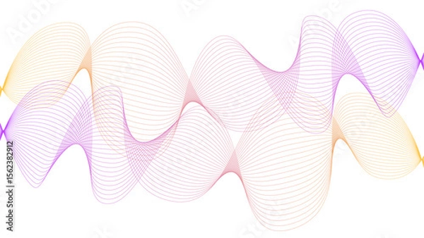 Obraz 	
Vector curvy abstract line art wavy flowing dynamic colorful lines white background in concept music or sound, wave, wind, information flow	
