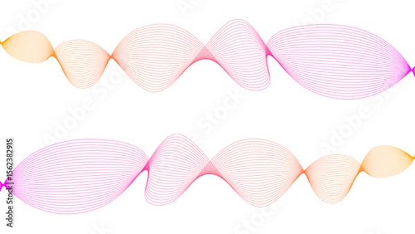 Obraz 	
Vector curvy abstract line art wavy flowing dynamic colorful lines white background in concept music or sound, wave, wind, information flow	
