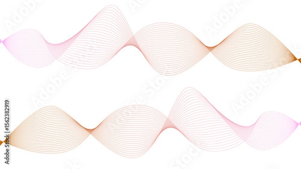 Obraz 	
Vector curvy abstract line art wavy flowing dynamic colorful lines white background in concept music or sound, wave, wind, information flow	
