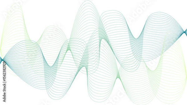 Obraz 	
Vector curvy abstract line art wavy flowing dynamic colorful lines white background in concept music or sound, wave, wind, information flow	
