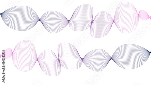 Obraz 	
Vector curvy abstract line art wavy flowing dynamic colorful lines white background in concept music or sound, wave, wind, information flow	
