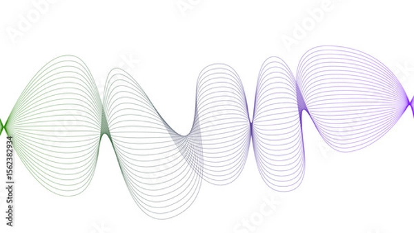 Obraz 	
Vector curvy abstract line art wavy flowing dynamic colorful lines white background in concept music or sound, wave, wind, information flow	
