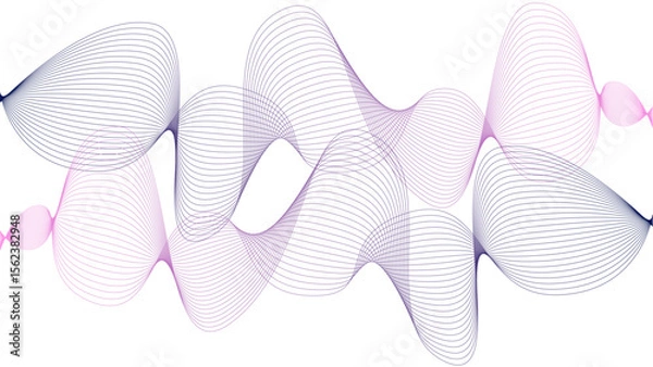 Obraz 	
Vector curvy abstract line art wavy flowing dynamic colorful lines white background in concept music or sound, wave, wind, information flow	
