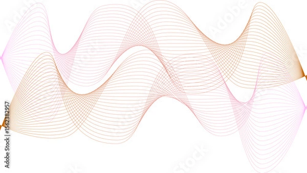 Obraz 	
Vector curvy abstract line art wavy flowing dynamic colorful lines white background in concept music or sound, wave, wind, information flow	

