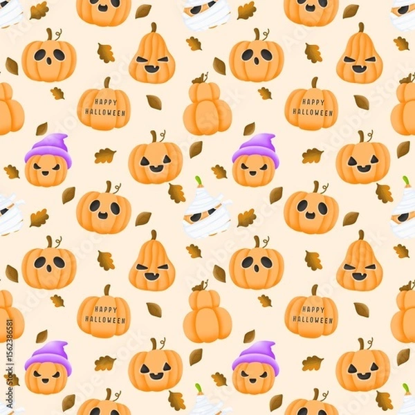 Obraz Halloween pumpkin seamless pattern