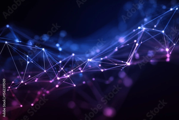 Fototapeta Abstract Purple and Blue Network Connections Data Visualization Background