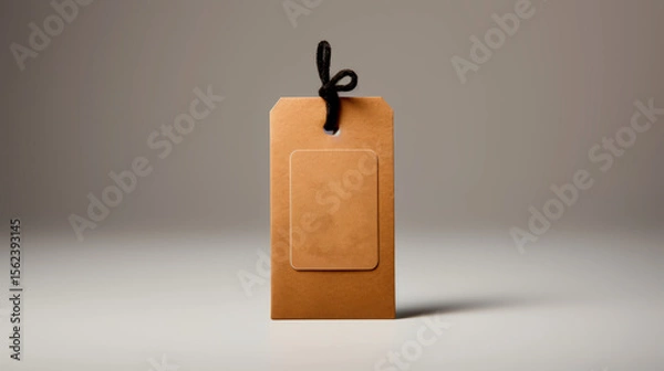 Fototapeta Vintage Tag Rustic Brown Paper Label with Black String