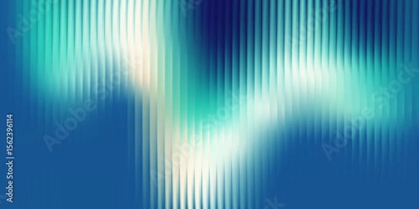 Obraz Glass gradient texture with teal and navy ripple pattern and smooth light distortion. Wavy abstract flow, futuristic blur effect, reeded vertical displacement. Vector illustration