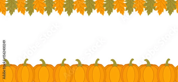 Obraz Colorful autumn harvest backdrop featuring pumpkins and autumn leaves