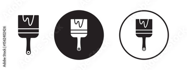 Obraz Minimalist paintbrush icon set in black and white