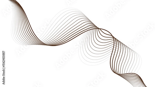 Obraz Abstract wavy lines creating a flowing ribbon design plain white background.