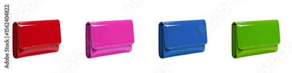 Obraz Colorful rectangular wallets in red, pink, blue, and green  