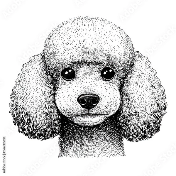 Fototapeta Portrait of a poodle dog isolated on transparent background