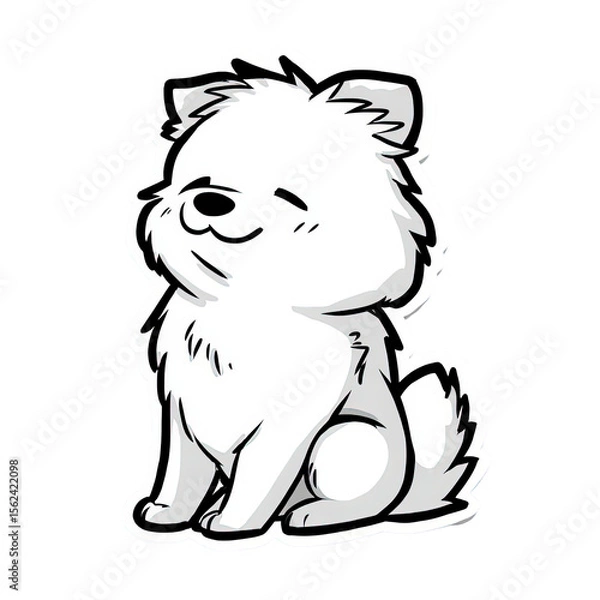 Fototapeta Cute fluffy puppy sitting and winking isolated on transparent background