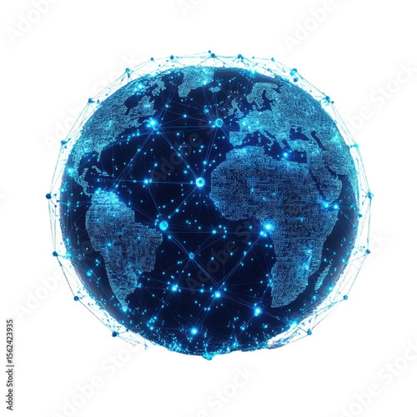 Fototapeta Digital globe network representations global connection isolated on transparent background