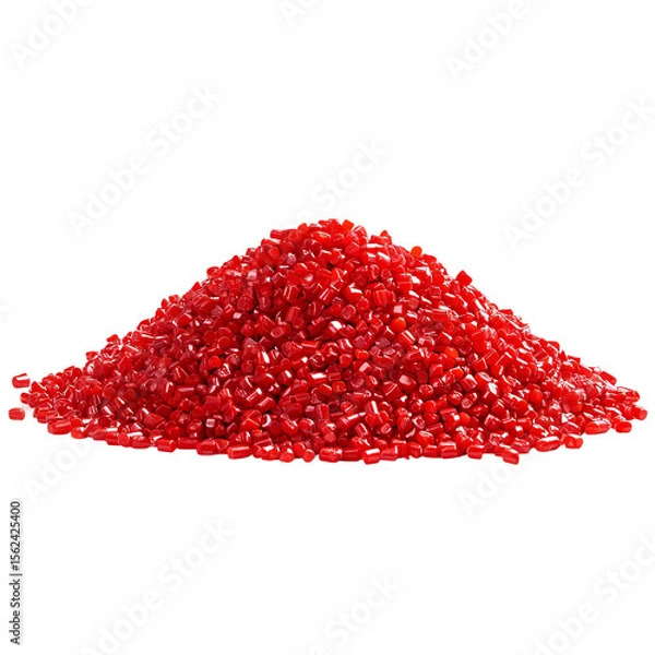 Fototapeta Vibrant Red Pellets: An eye-level shot showcases a vivid heap of vibrant red pellets, exuding a sense of manufactured material.