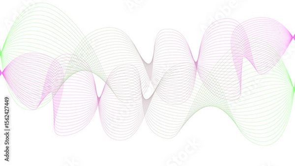 Obraz Vector curvy abstract line art wavy flowing dynamic colorful lines white background in concept music or sound, wave, wind, information flow	