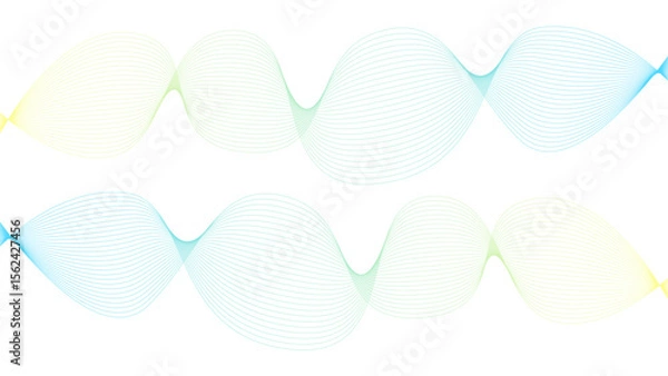Obraz Vector curvy abstract line art wavy flowing dynamic colorful lines white background in concept music or sound, wave, wind, information flow	