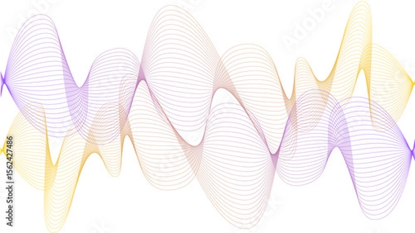 Obraz Vector curvy abstract line art wavy flowing dynamic colorful lines white background in concept music or sound, wave, wind, information flow	