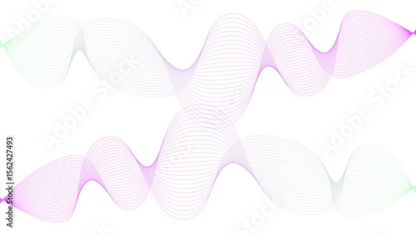 Obraz Vector curvy abstract line art wavy flowing dynamic colorful lines white background in concept music or sound, wave, wind, information flow	