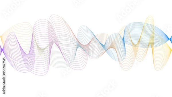 Obraz Vector curvy abstract line art wavy flowing dynamic colorful lines white background in concept music or sound, wave, wind, information flow	