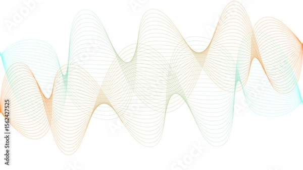 Obraz Vector curvy abstract line art wavy flowing dynamic colorful lines white background in concept music or sound, wave, wind, information flow	