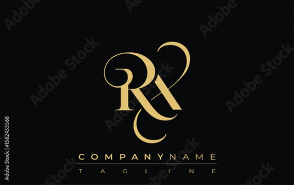 Fototapeta RX Abstract Creative Jewelry Logo. A stylish logo featuring golden monogram initials in an elegant and modern typography, perfect for branding