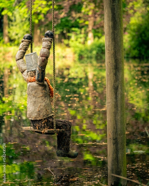 Obraz Lonly puppet on a swing