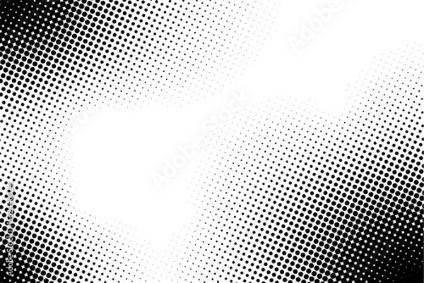 Fototapeta Halftone dots high contrast smooth radial fade. Ideal for bold, modern, and abstract visual compositions.