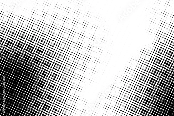 Fototapeta High contrast radial halftone dot pattern in black and white, ideal for pop art, retro graphics, and bold abstract design projects.