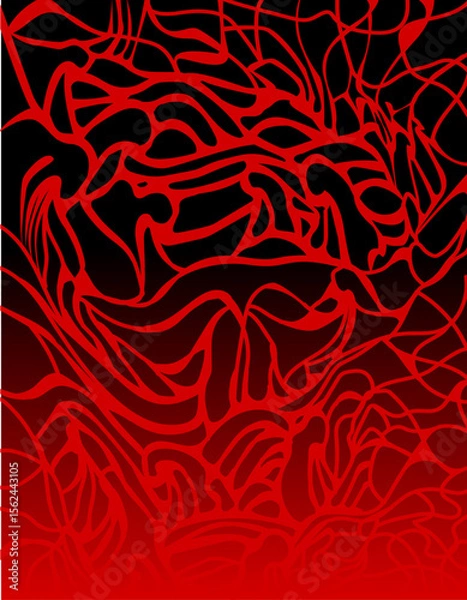 Obraz vertical Red pattern with organic elements and black-red gradient background 