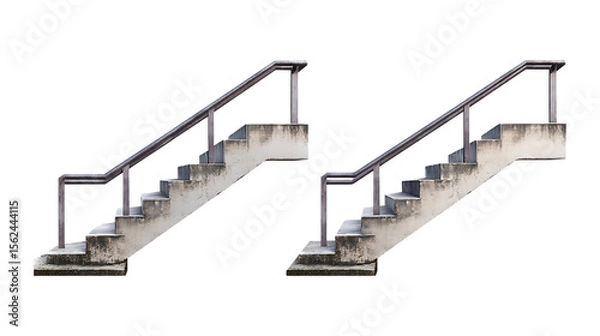 Fototapeta Pack Collection Pair of Concrete Staircase Models Architectural Design Elements set against transparent background