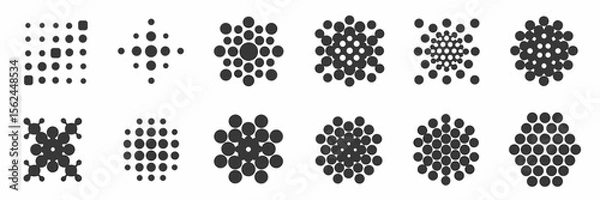 Obraz Vector icon set of isolated dots and dot clusters on white background
