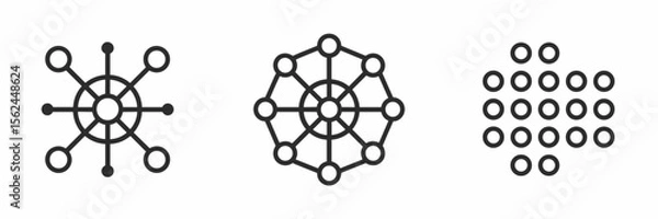 Fototapeta Minimalist icon set of dots, points, and clusters in grayscale