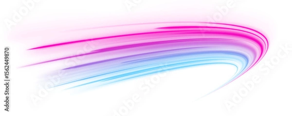 Fototapeta Cyberpunk light trails in motion or slow shutter effect. Database fast data transfer acceleration.Vector PNG. Image of speed motion on the road.	