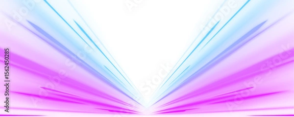 Fototapeta Neon stripes in the form of drill, turns and swirl. Illustration of high speed concept. Image of speed motion on the road. Abstract background png in blue and purple neon glow colors.	