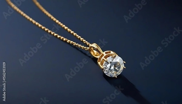Fototapeta an exquisite diamond and gold necklace resting on a dark matte surface, mockup, e-commerce, product advetisment, created with generative ai
