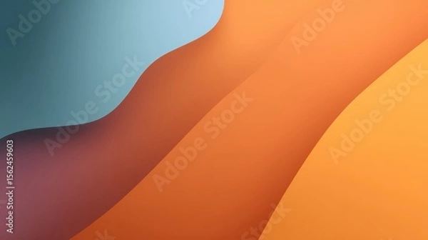 Obraz Colorful abstract curved shapes in warm orange and blue tones