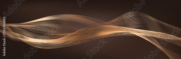Obraz Abstract Music background. Big Data Particle Flow Visualisation chemical industry. Science infographic futuristic illustration. Sound wave. Premium background design with mocha mousse sound wave