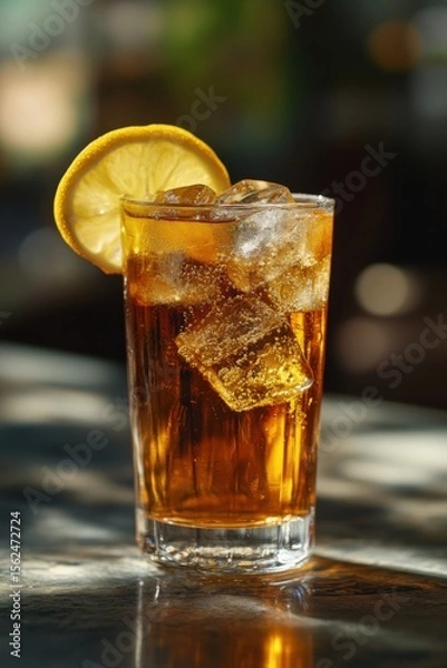 Fototapeta cold lemonade in a bar dark background