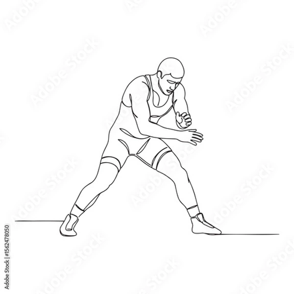 Fototapeta Outline of a wrestler in action during Greco-Roman wrestling