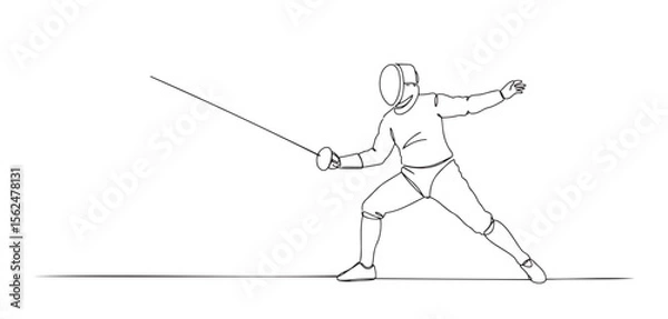 Fototapeta Outline of a fencer in action, representing the sport of fencing