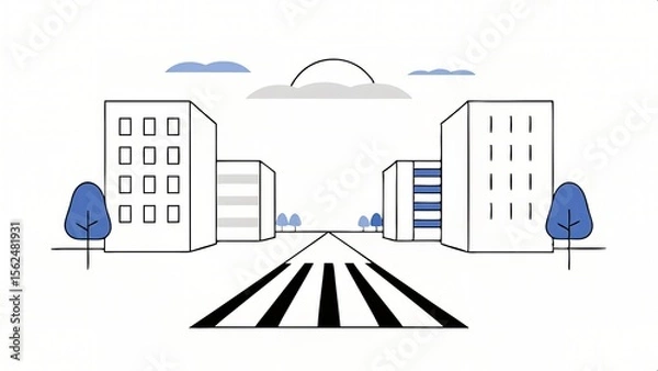 Obraz A simple illustration of a city street with a crosswalk