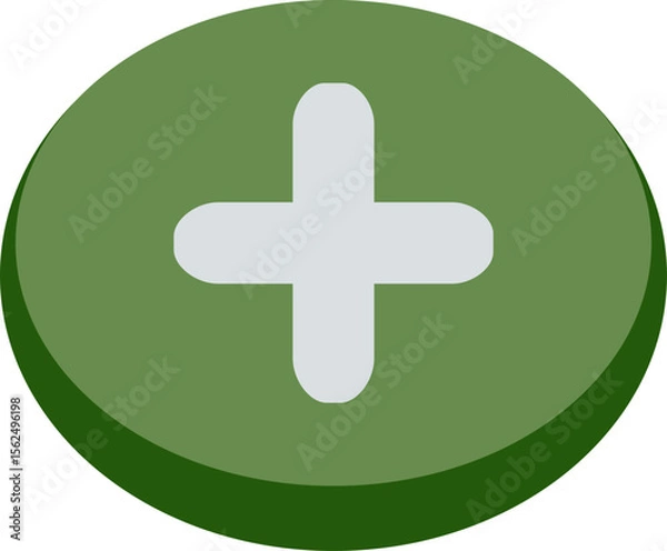 Obraz Green Round Plus Sign Button Icon