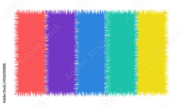 Fototapeta Colorful Stripes, Abstract Color Bars, Textured Color Blocks, Red Purple Blue Teal Yellow, Vibrant Abstract Background, Five Colors Abstract, Jagged Edge Color Spectrum, Modern Art Colors,