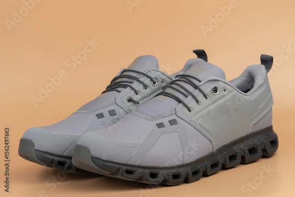 Obraz Sleek gray athletic shoes designed for comfort and performance in outdoor activities